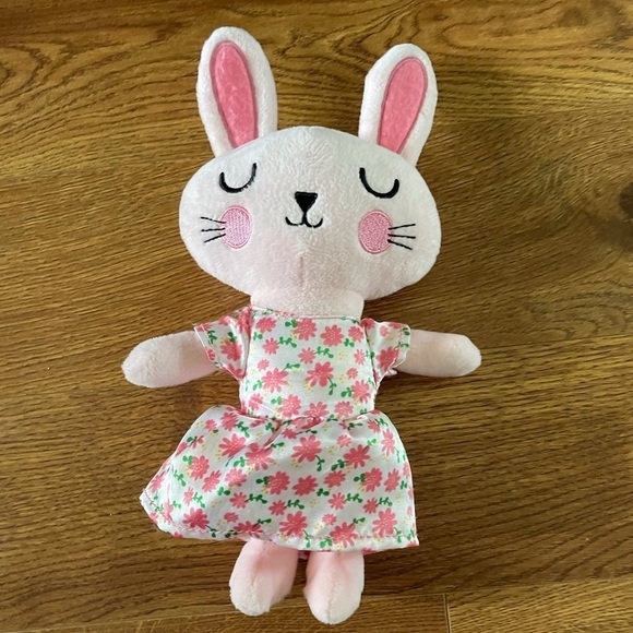 Pink floral bunny stuffed figure plush - Picture 1 of 4